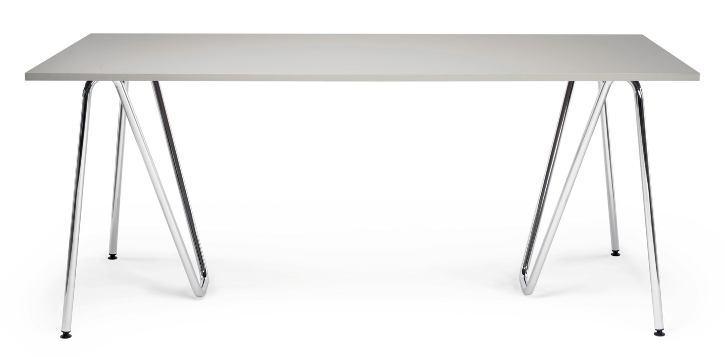 Paire de tréteaux Sinus en acier courbé design minimaliste chromé