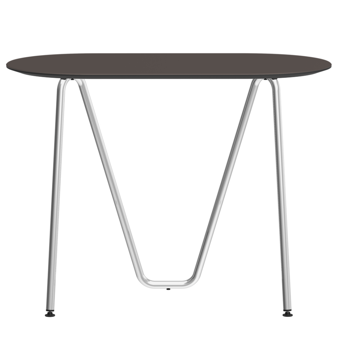 Console bureau d'appoint sur tréteaux Sinus design Daniel Lorch. Pied chrome, plateau couleur noire | Antifer