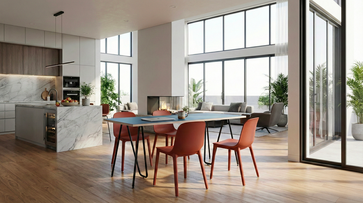 Tréteau steel Sinus black mat three-quarter view — leg of table design | Antifer