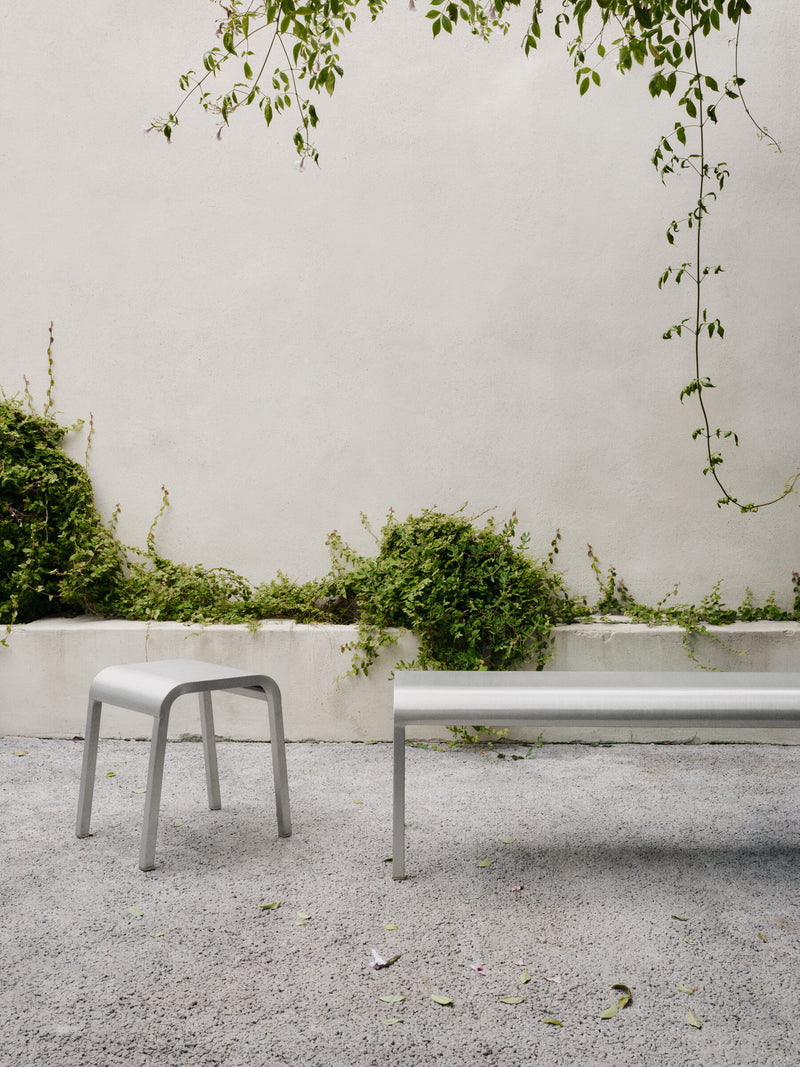 ZaZa bench and Za stool on a planted terrace