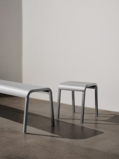 Emeco ZaZa bench and Za stool in brushed aluminium