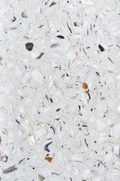 Tabletop Ostrea Huîtres detail texture — marine terrazzo, recycled shells | Antifer