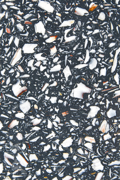 Tabletop Ostrea anthracite detail texture — marine terrazzo, recycled shells | Antifer