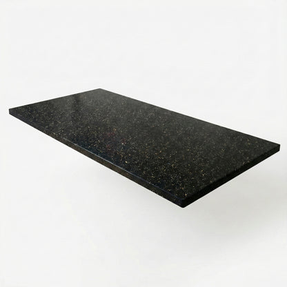 Plateau de table en terrazzo de Saint-Jacques recyclées noir, vue catalogue fond blanc, épaisseur 2cm