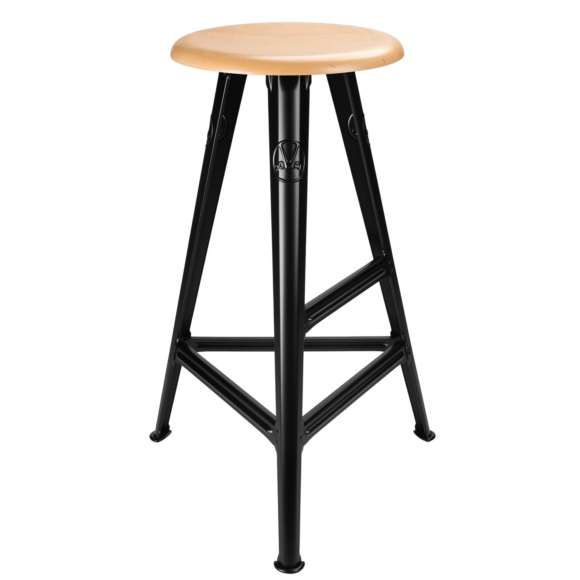 Rowac Schemel 75 cm high stool in workshop setting — riveted steel — Antifer