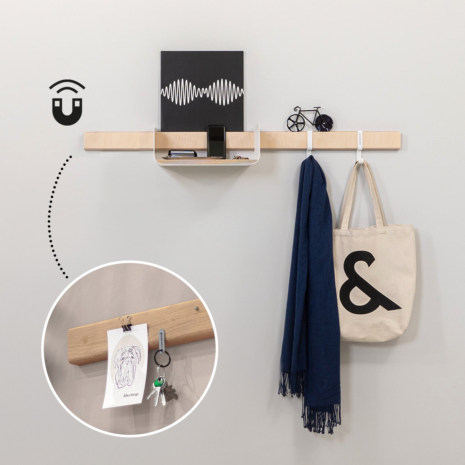 Vestiaire mural modular Variand E09 bouleau — storage entrée | Antifer