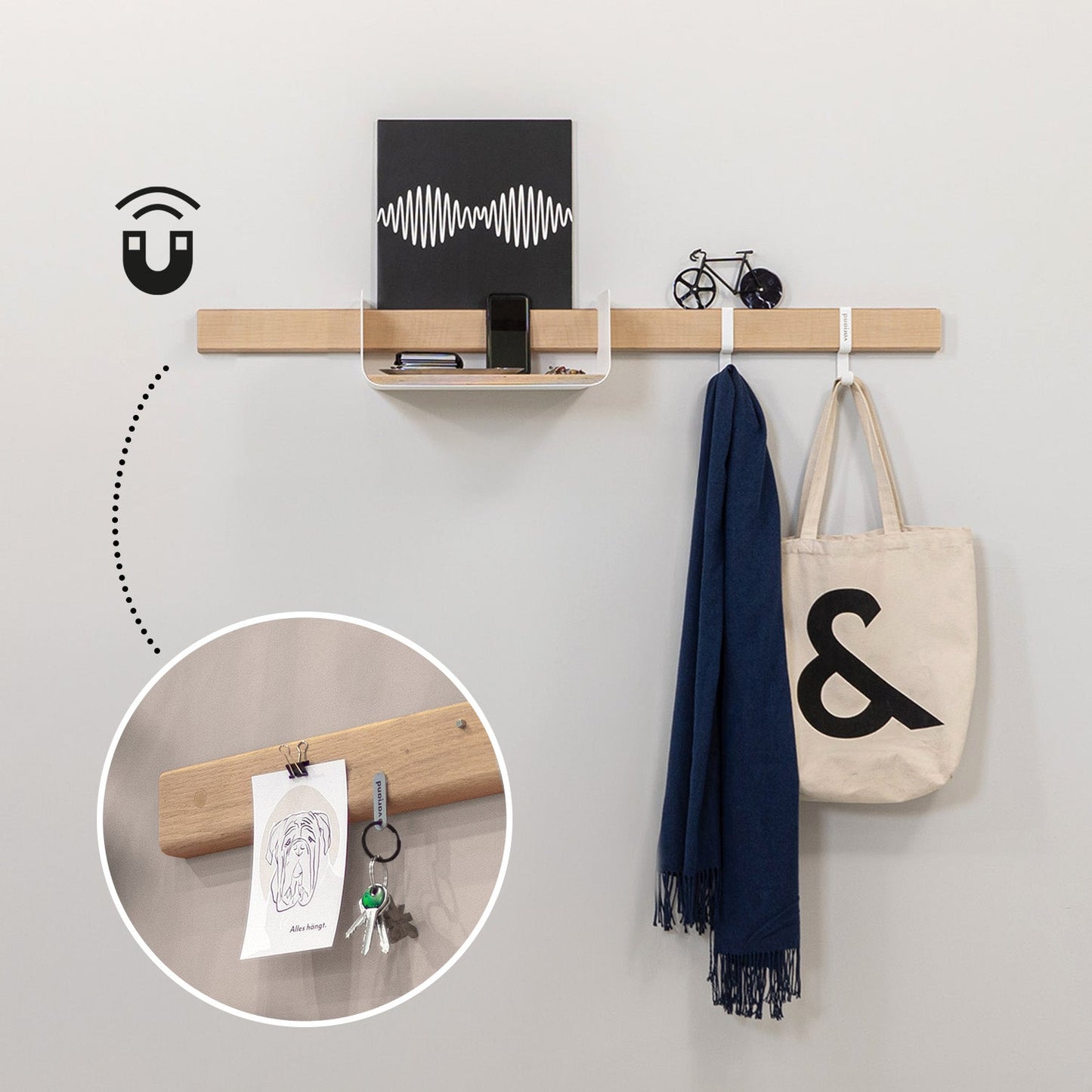 Vestiaire mural modular Variand E09 chêne — storage entrée | Antifer