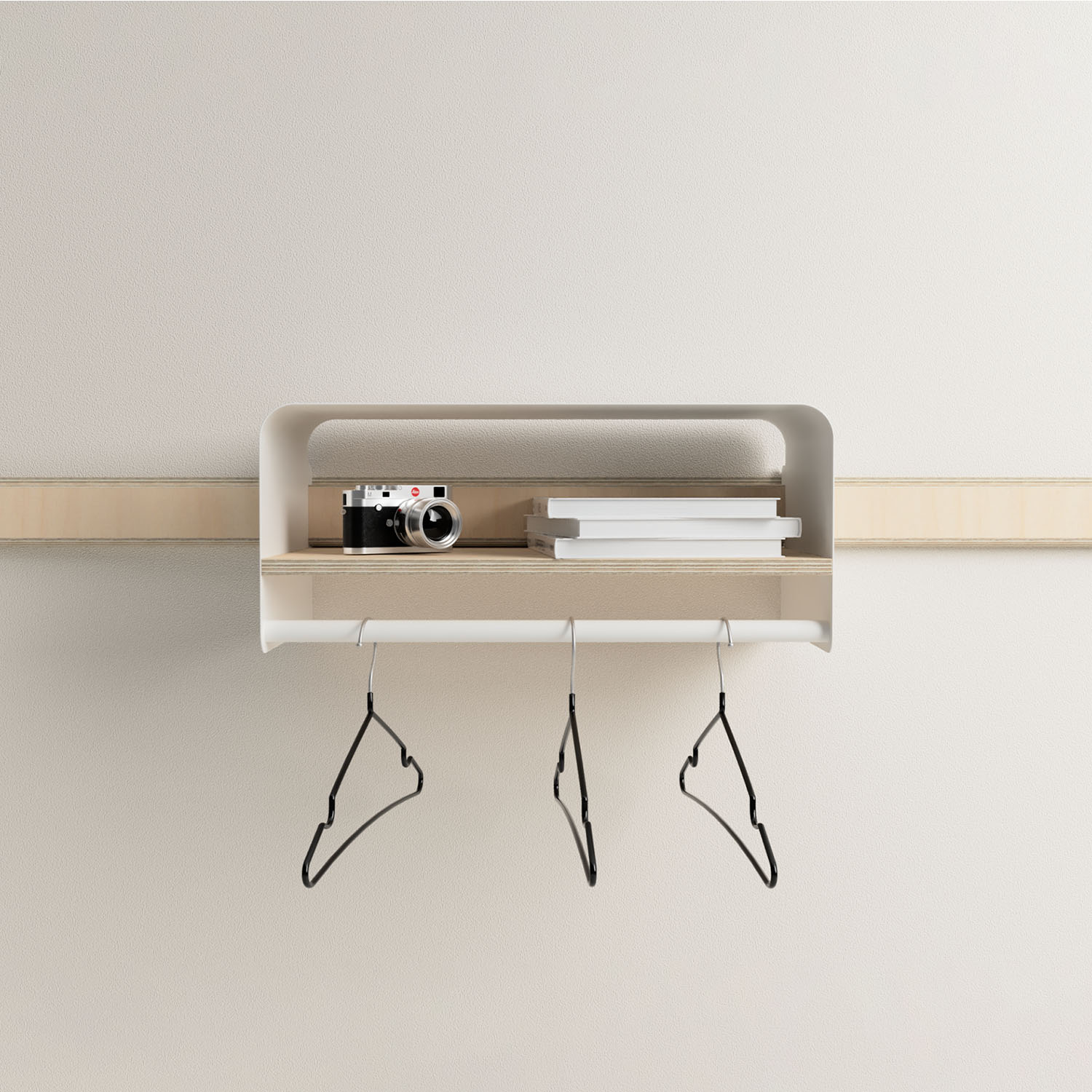 Shelf vestiaire Variand A03 — wood and steel — coat rack intégré | Antifer