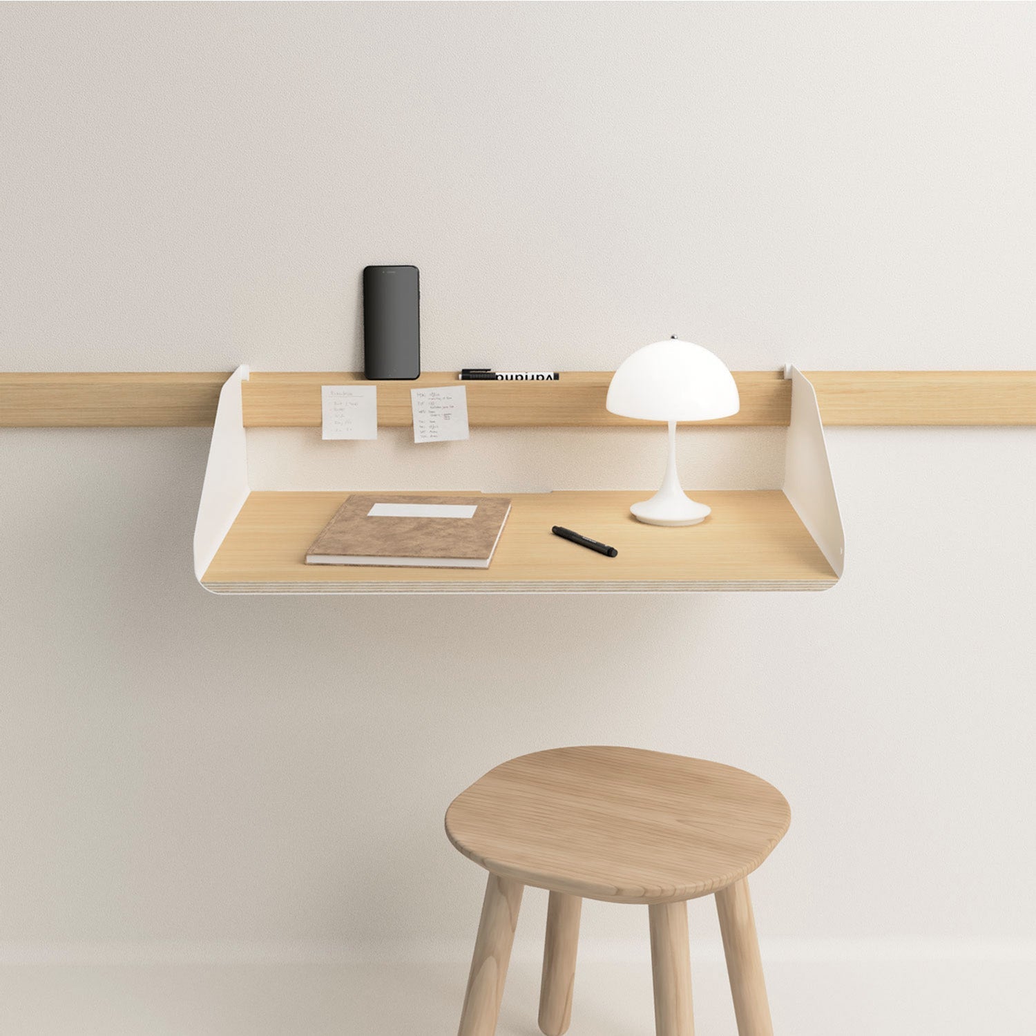 Desk mural suspendu Variand D01 chêne — catalog view | Antifer