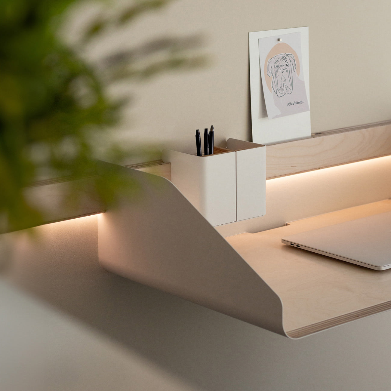 Desk mural suspendu Variand D01 — vue of côté profil | Antifer