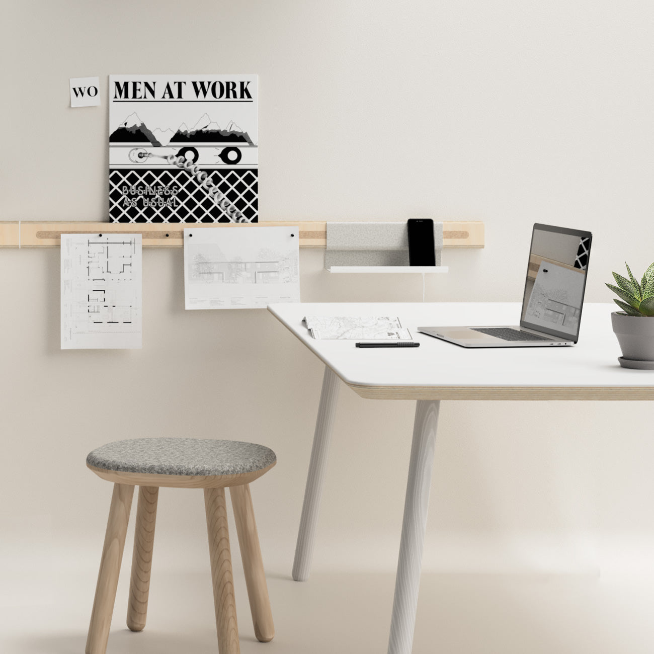 Variand V02 pin strip rail in situ — birch — Variand design | Antifer